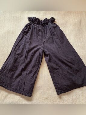 ICHI Paper Bag Waist Pants – Brown Textured – Lined (size medium)